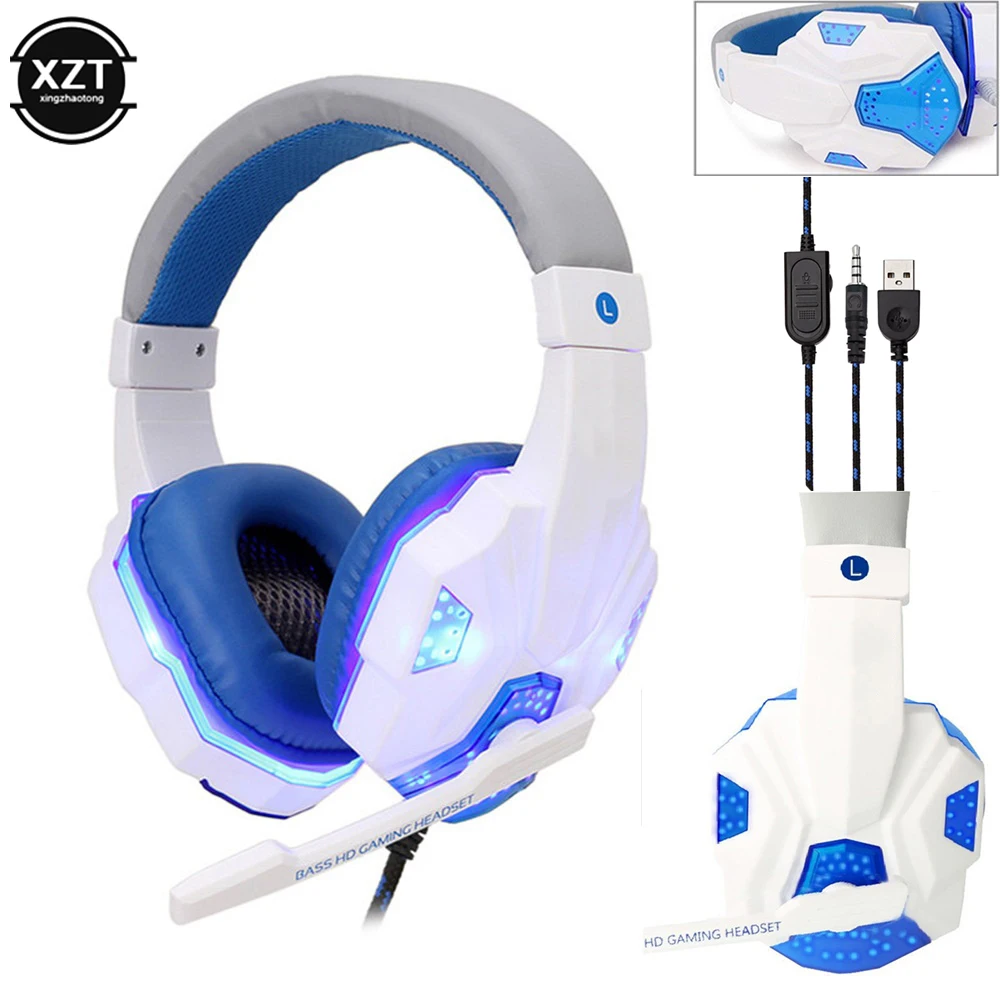 Professional Led Light Wired Gaming Headphones With Microphone For Computer PS4 PS5 Xbox Bass Stereo PC Gaming Headset Gifts