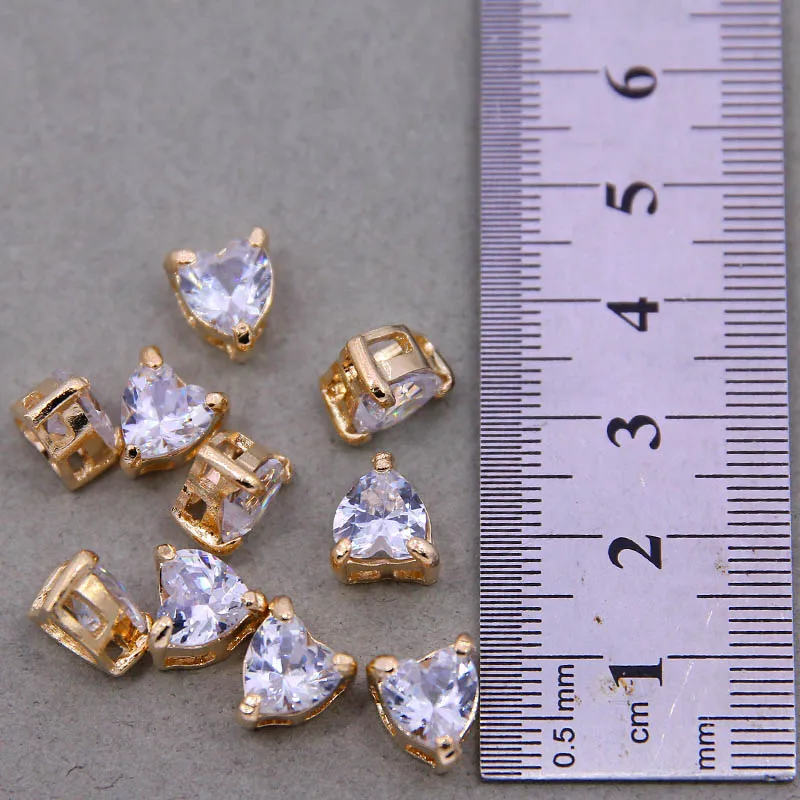 5 pezzi Color oro zircone 2/1 fori rotondi a forma di cuore collegare pendenti con ciondoli accessori per gioielli di alta qualità