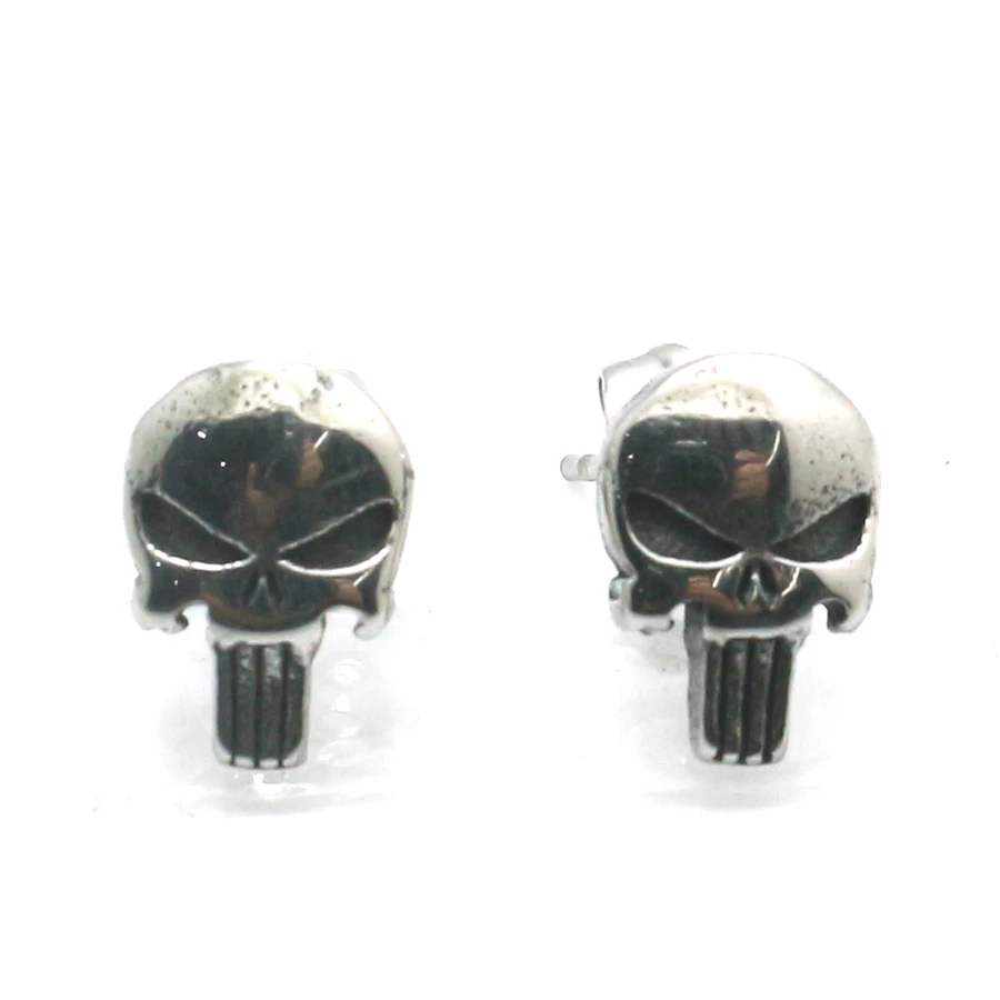 Unisex 316L Stainless Steel The Punisher Studs Earrings Newest Gift