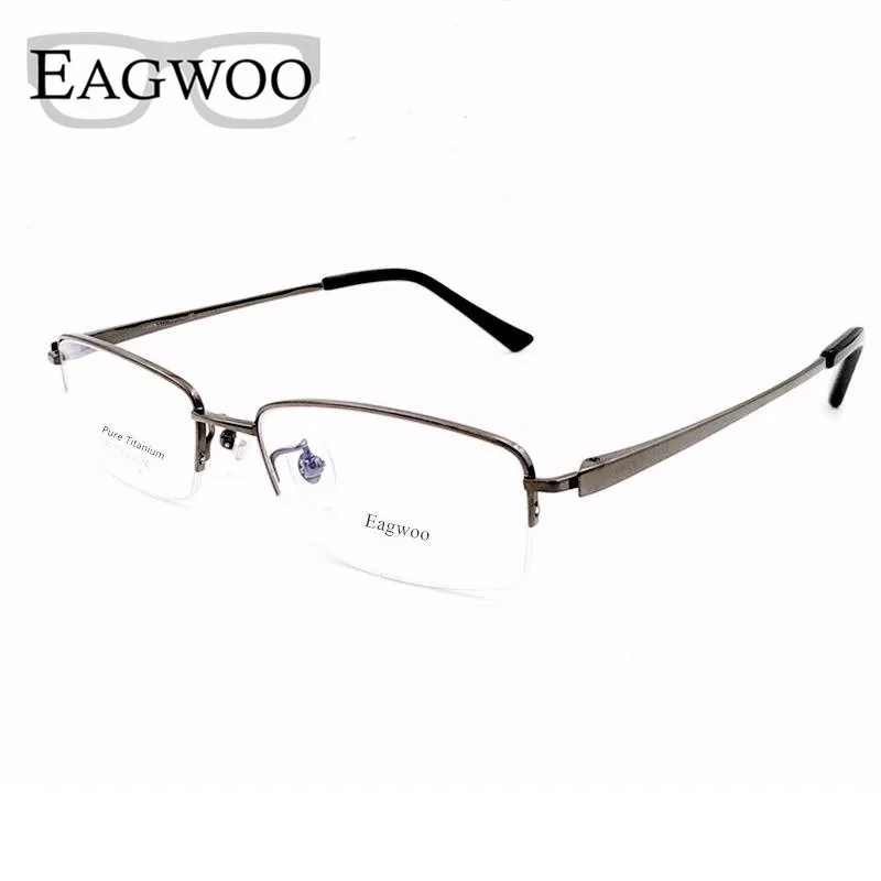 

Pure Titanium Eyeglasses Half Rim Optical Frame Prescription Spectacle Business Glasses For Men Eye glasses Slim Temple 143mm