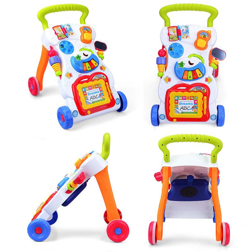 Baby Sit to Stand Walkers Toy Kids Activity Play Center with Musical Learning Push Walker Toys Gift for Baby Toddlers