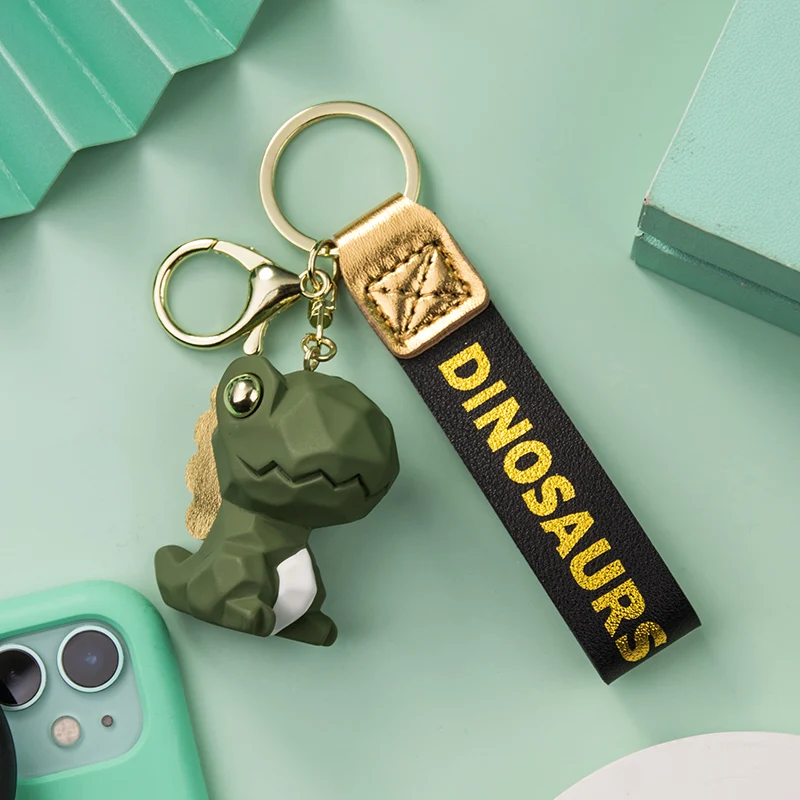 Cartoon Resin dinosaur Keychain blue green pink red brown Doll Pendant Cute Bag Phone black Lanyard Men Women Car Keyring Gift