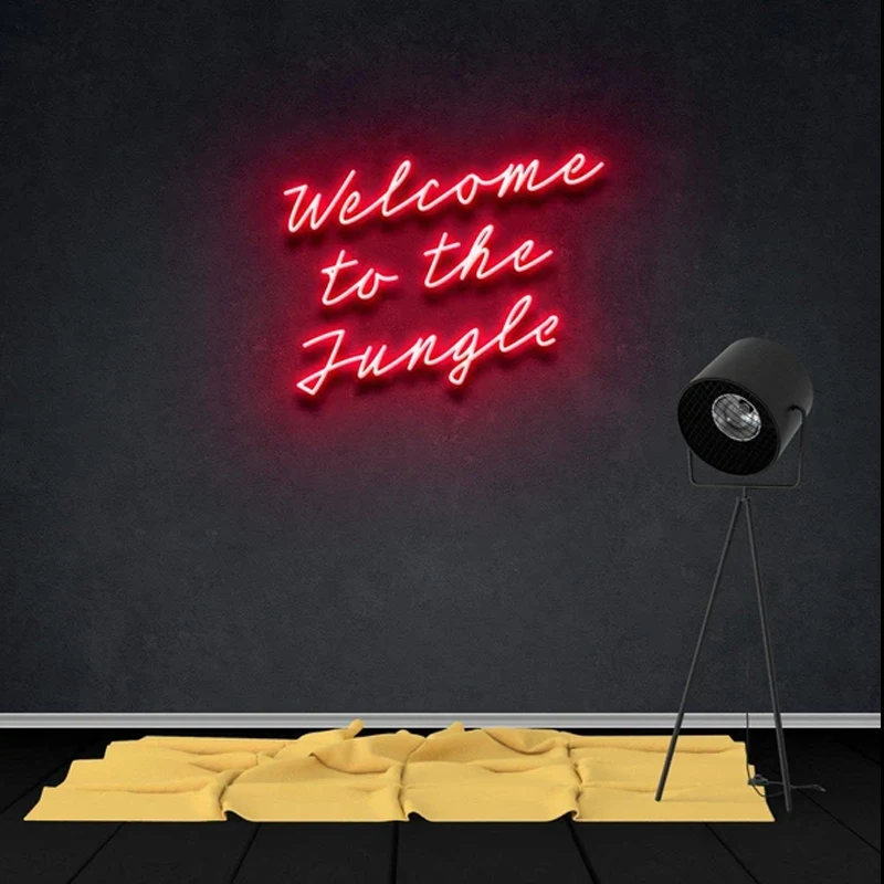 Led Aesthetic Cute Welcome to the jungle Neon Flex Light Sign For Home Room Wall Decor Kawaii Anime Bedroom Decoration Mural