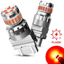 AUXITO 2Pcs 1200Lm T25 3157 LED Red Lamp T20 W21/5W LED Bulb W21W 7440 7443 p27/7w Car Brake Strobe Flashing Tail Light 12V