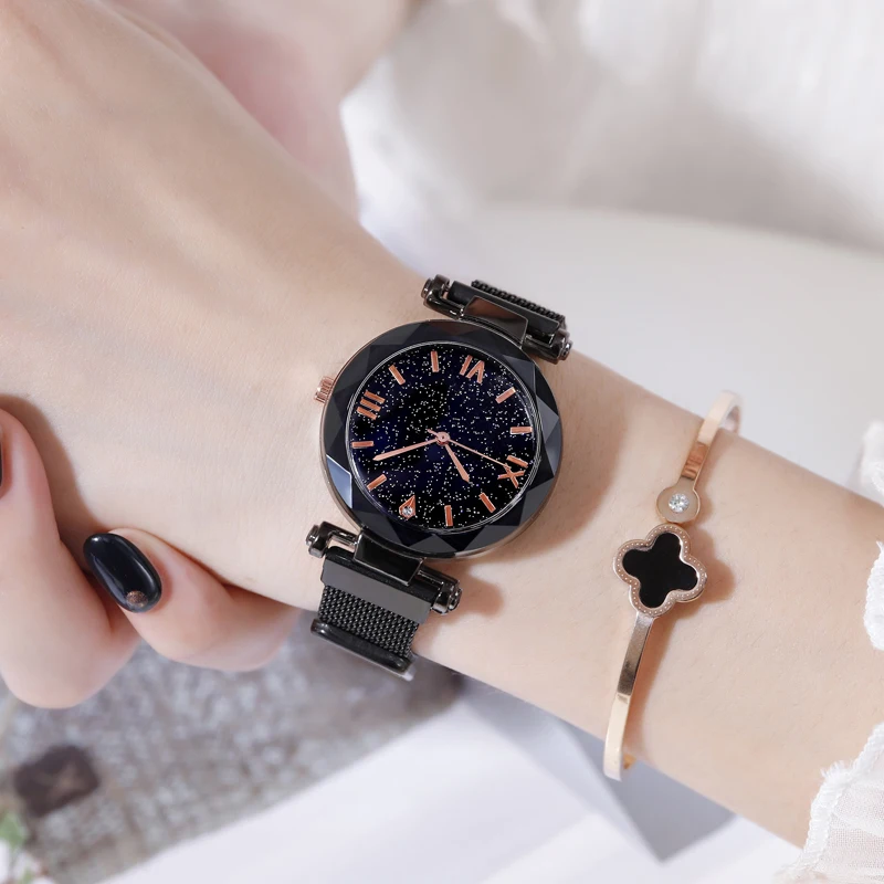 2022 New brand Starry Sky Women Watch Fashion Elegant Magnet Buckle Vibrato Purple Gold Ladies Wristwatch Luxury Women Watches