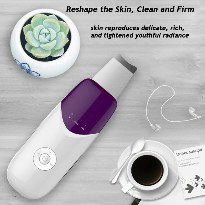 Ultrasonic Facial Skin Scrubber Ion Deep Face Cleaning Peeling Rechargeable Skin Care Blackhead Remover Cleaner Beauty Device