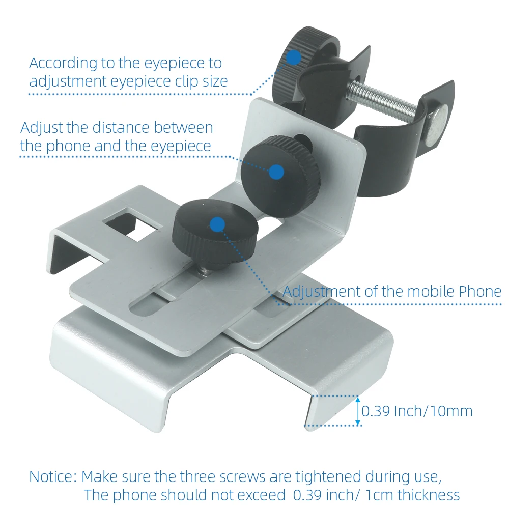 EYSDON Metal Smartphone Adapter for Microscope Binocular Spotting Scope Monocular Telescope Connector Hunting Cellphone Holder