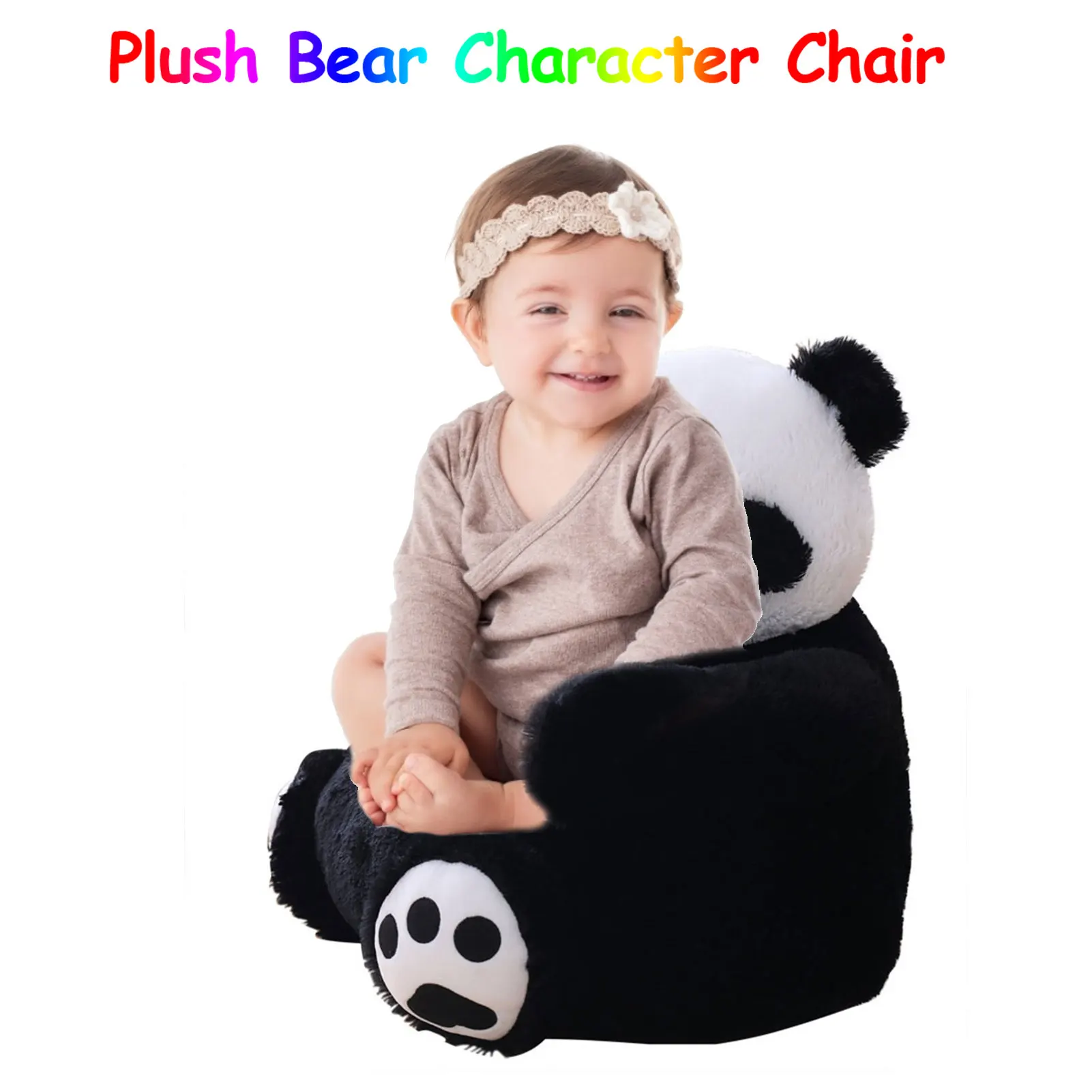 Kids Panda Bear Plush Chair Comfy Animal Sofa Backrest Armchair Features Soft Fabrics And Calm Color Pallet