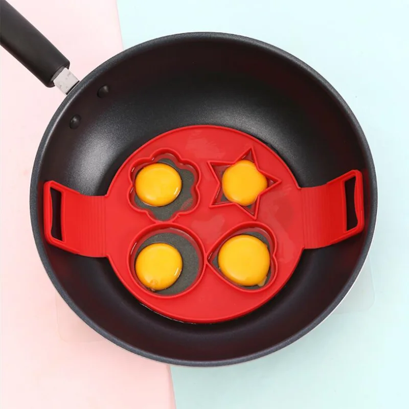 DIY Multifunctional Kinds Of Silicone Four Hole Love Pancake Mold Silicone Rice Ball Grinding Tool Star Plum Egg Fryer