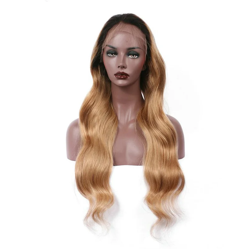 

Ombre 13X6 Human Hair Lace Frontal Wigs 1B27 Ombre Body Wave Lace Front Honey Blonde Natural Hairline Pre Plucked Wigs