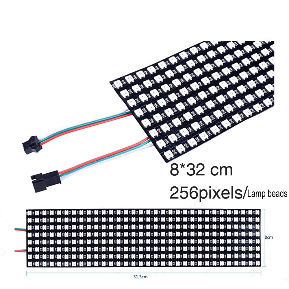 DC5V SM5050 RGB LED cyfrowy elastyczny indywidualnie adresowalny Panel oświetleniowy WS2812 8x8 16x16 8x32 modułowy ekran matrycowy