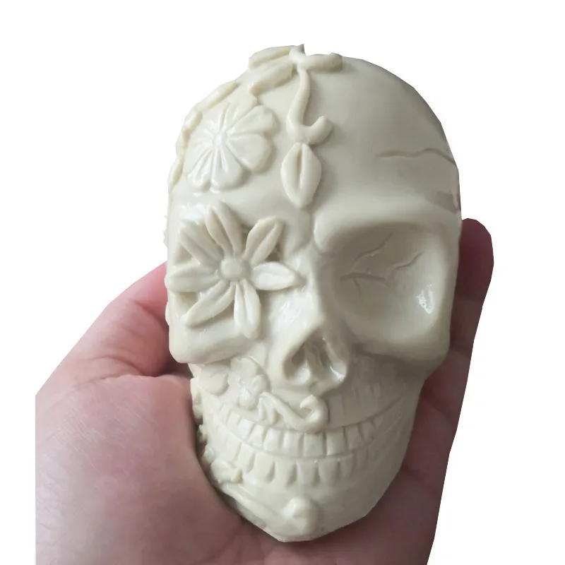 Embossed Flower Skull Candle Silicone Mold for DIY Handmade Aromatherapy Candle Ornaments Handicrafts Soap Mold Hand Gift Making