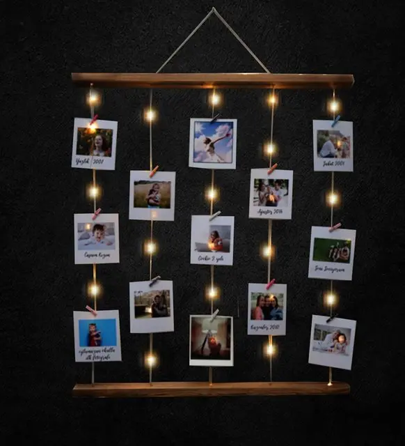 12 장 사진 래치 로프 3 mt Led 조명 사진 행거, 홈 벽 장식 생일 기념일 선물
