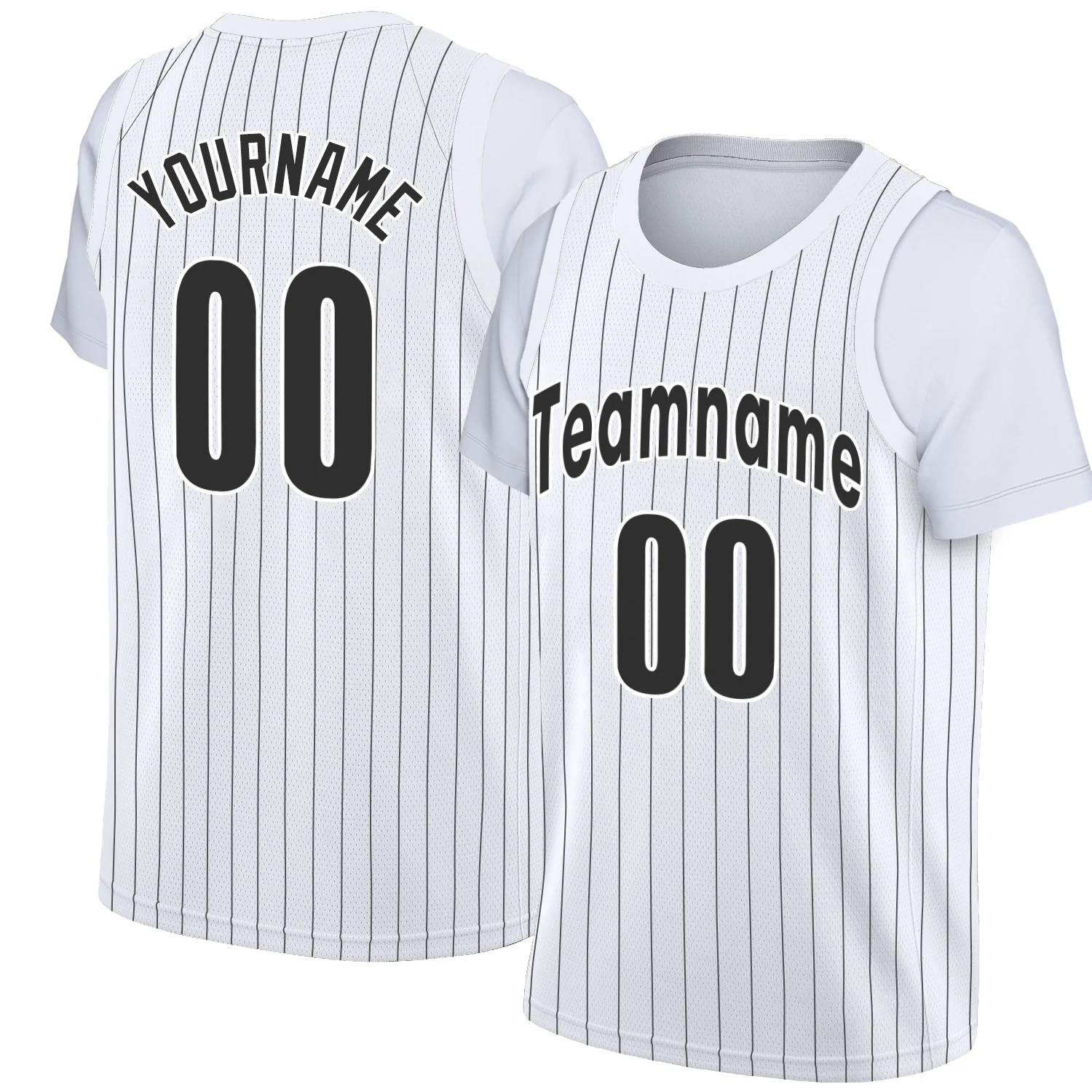 Adult/Youth Custom Basketball Jersey Print Your Name And Number Round Neck Vertical Stripes With Sleeves Outdoor Sports Shirt