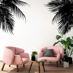 Tropical Palm Tree Leaves Wall Sticker Office Kids Room Twigs Palm Branch Leaf Summer Beach Forest LandScape Wall Decal Playroom
