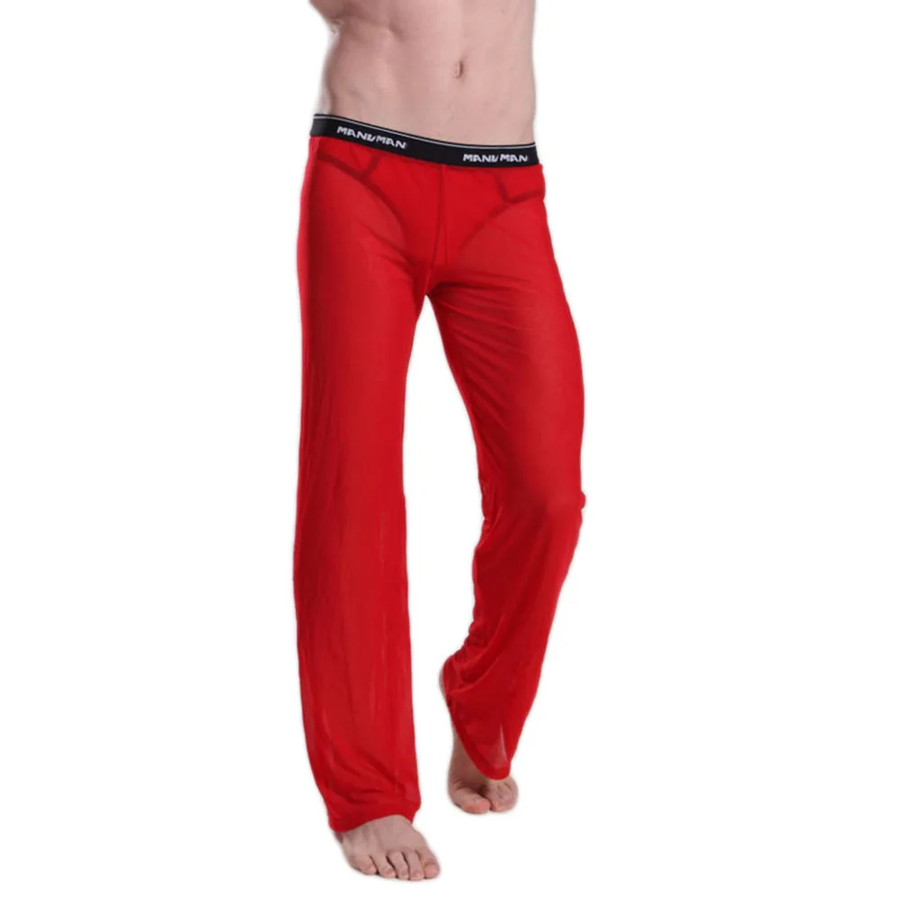 Mens Pants Transparent Mesh Sexy Long Casual Comfortable Home Pants Sport Sweatpants Spring Summer Jogger Trousers Loose Bottoms