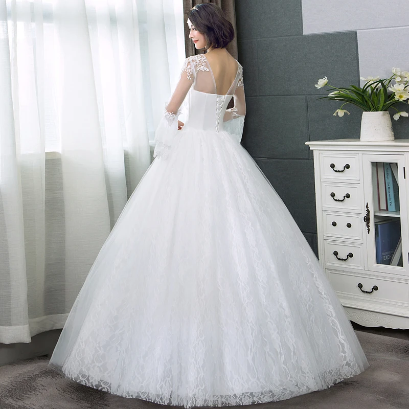 Robe de mariée princesse à lacets, manches longues, robe de mariée, robe de Rh, quel que soit