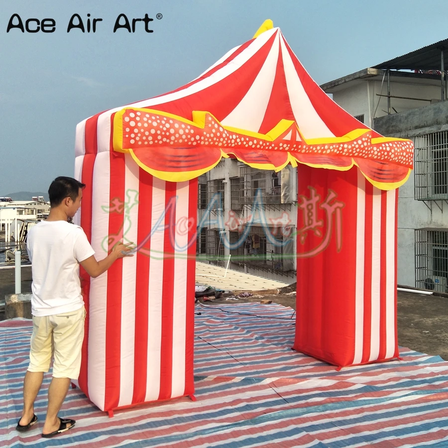 Inflatable Circus Arch for Party, Carnival Arch Gate, Beautiful Red and White, Made by Ace Air Art, 3mwx3mh