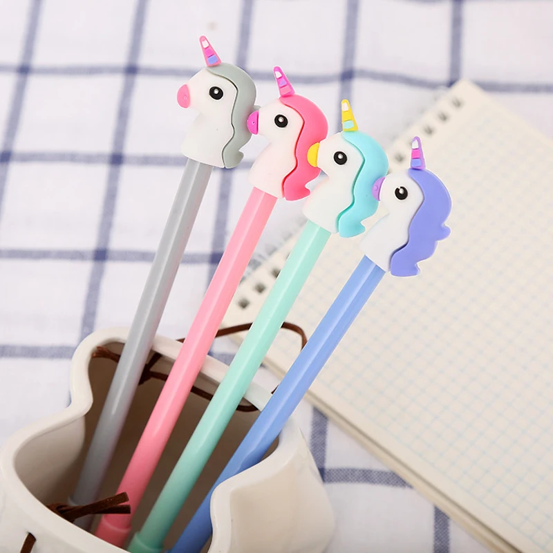 

40Pcs Four styles Cartoon Unicorn Gel Pen Kawaii Stationery 0.5 Mm Cute Pen Black Ink Papelaria School Office Supply