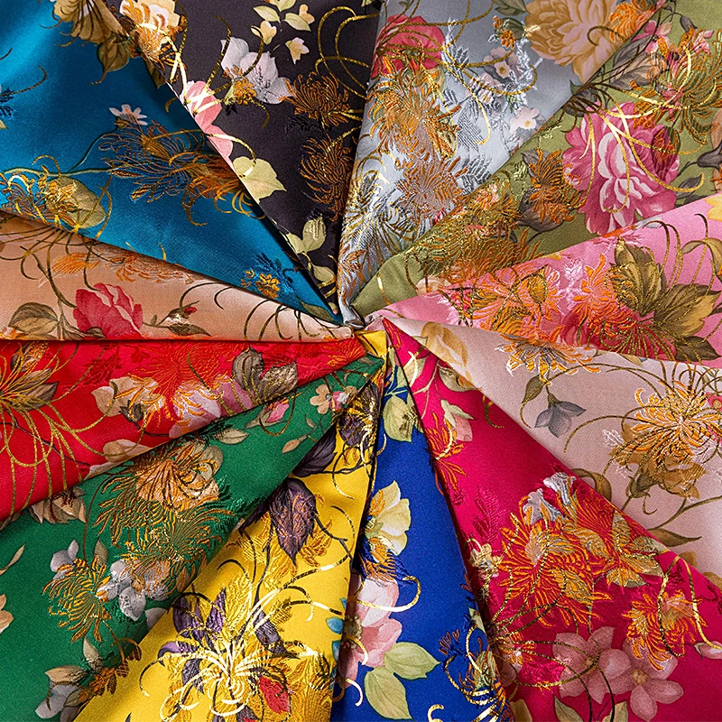 

Designer flower brocade jacquard pattern fabrics for sewing cheongsam and kimono material DIY patchwork