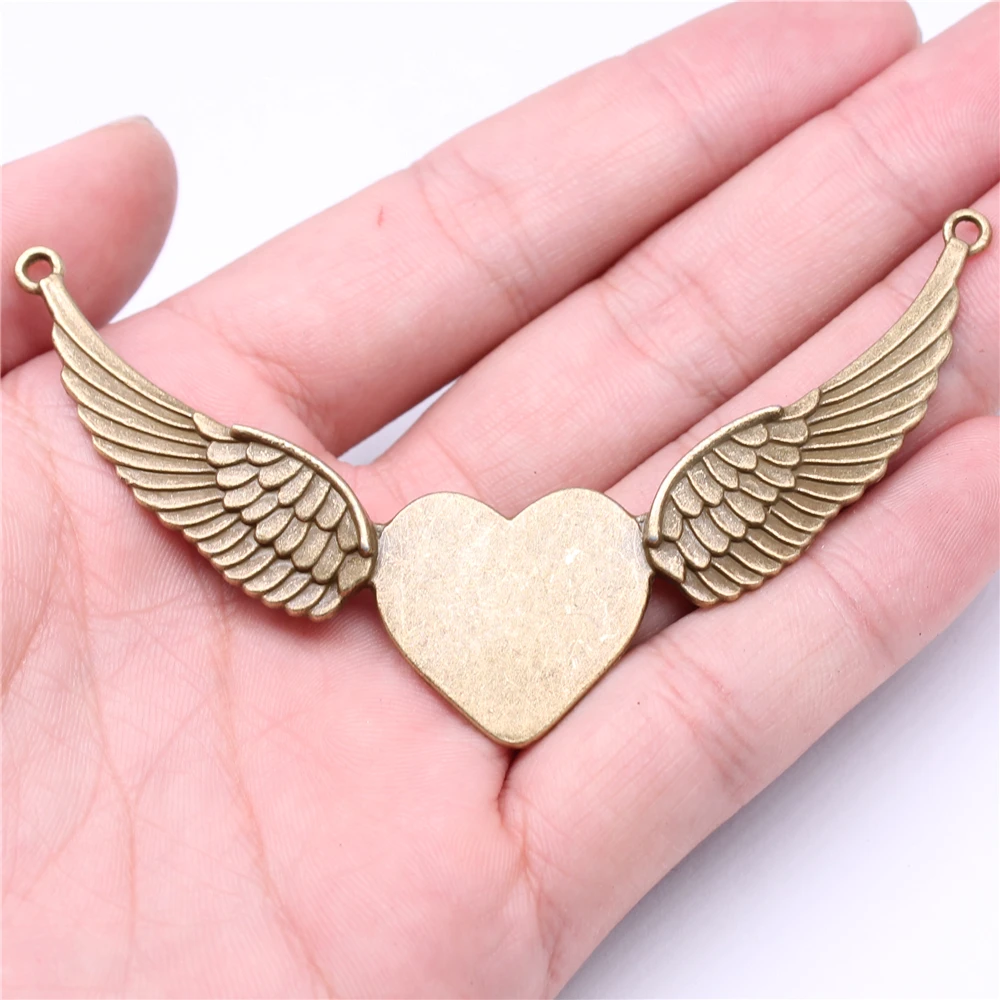 

10pcs Charm 90x53mm Wing Heart Charm For Jewelry Making DIY Jewelry Findings Antique Bronze Color Alloy Charm Pendant