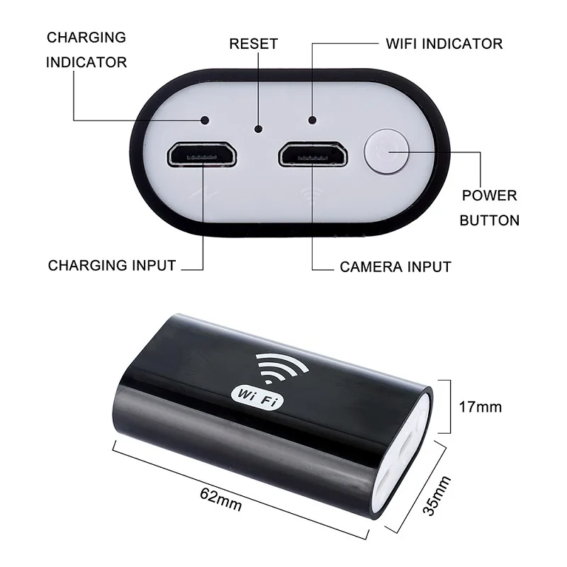 Universal WiFi Endoscope Camera Pipe Tube 2MP 8mm Wireless USB Borescope Car Inspection Camera IP67 For IOS Android Phone Tablet