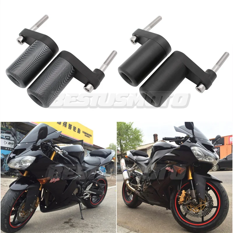 

Motorcycle Black & Carbon No Cut Frame Sliders Crash Falling Protection For Kawasaki Ninja ZX-10R ZX10R ZX 10R 2004 2005