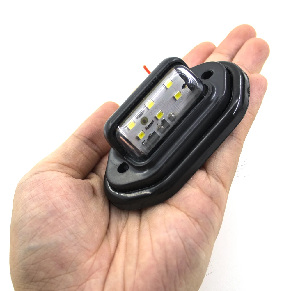 2pcs 12V 24V 6 LED License Plate Light Signal Rear Tail Light Step Lamp Car Boat Truck Trailer RV SUV Van Caravan Waterproof