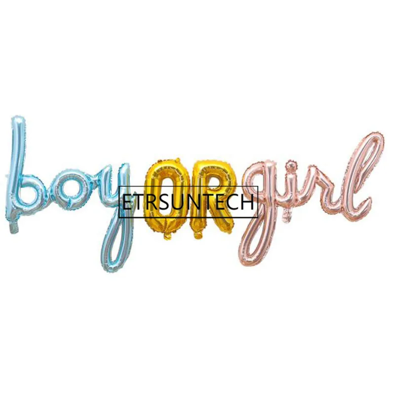 100sets Gender Reveal Balloon Girl or Boy Letter Foil Balloons Baby Shower 1st First Birthday Party Decorations