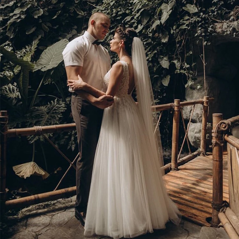 Vestido De Novia bohemio con cuello en V, falda De tul con lentejuelas, longitud completa, Espalda descubierta, color blanco marfil, talla grande