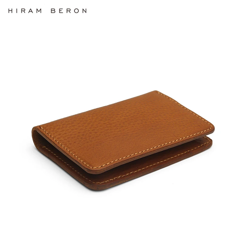 Hiram Beron Card Wallet Man Gift Italian Full Grain Vegetable Tanned Leather Vintage Look Credit Card Holder