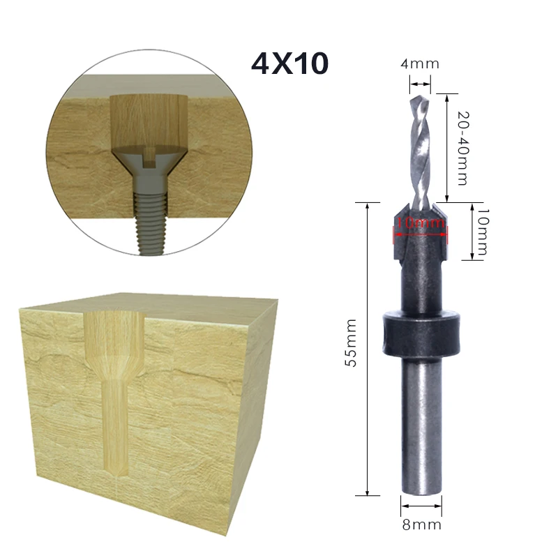 1pcs 8mm 10mm Shank HSS Woodworking Countersink Router Bit Set Screw Extractor Remon Demolition for Wood Milling Cutter