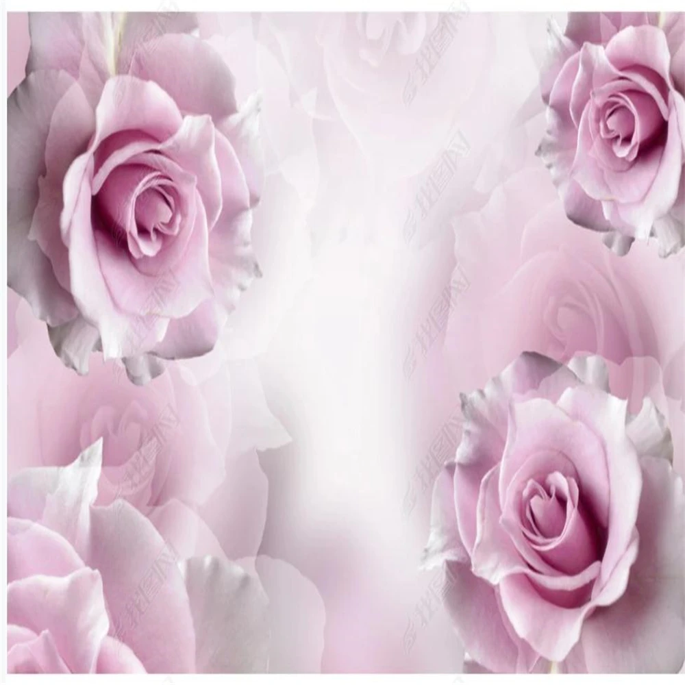 

Simple dreamy pink rose TV background wall modern wallpaper for living room 3d room wallpaper