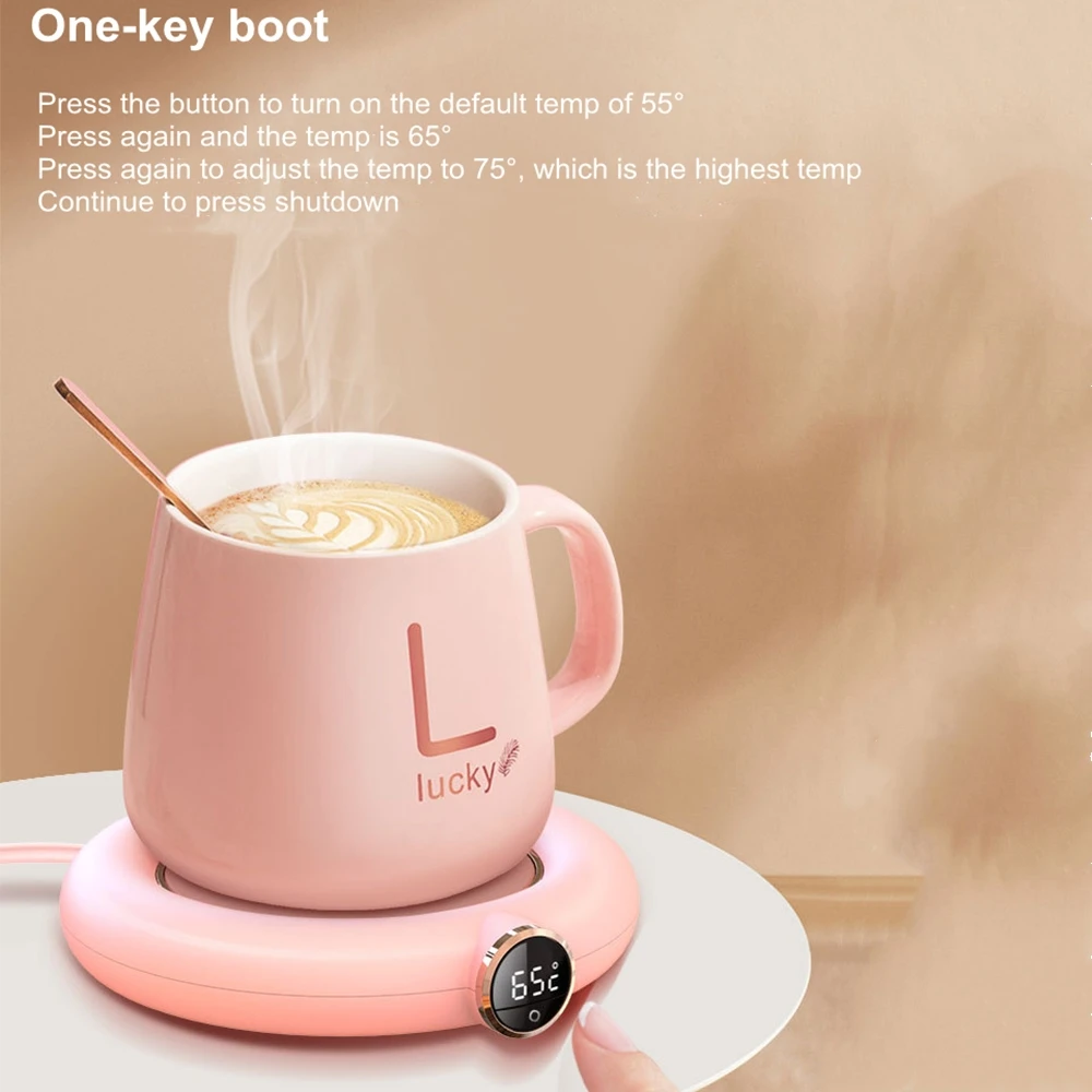 Cup Warmer Heating Pad USB DC5V Constant Temperature Coaster 3 Gear Digital Display Adjustment Timing Heater for Coffee Milk Tea