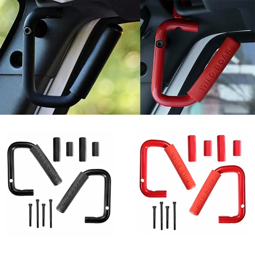 Manijas de agarre de barra de agarre delantera, manijas de agarre delanteras de coche con textura negra, barras de agarre aptas para Jeep Wrangler JK JKU 2007-2018