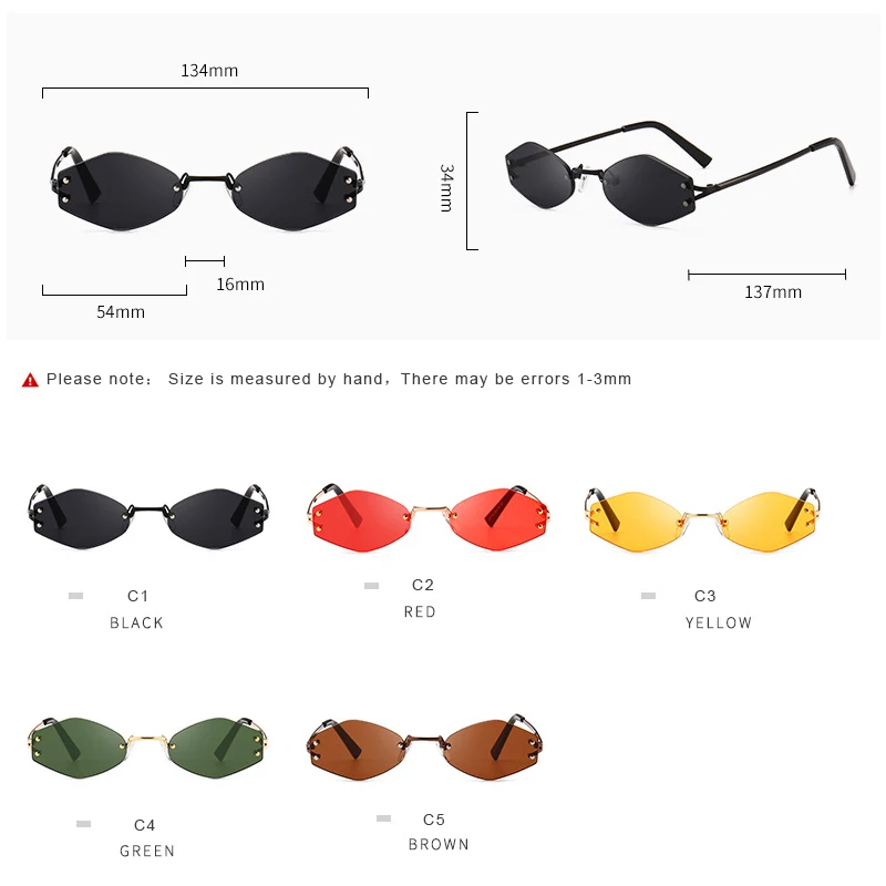 90s Retro Kendall and Kylie Sunglasses Women Brand Design 2025 Vintage Tint Yellow Red Lens Frameless Sun Glasses Shades OM565 image 6