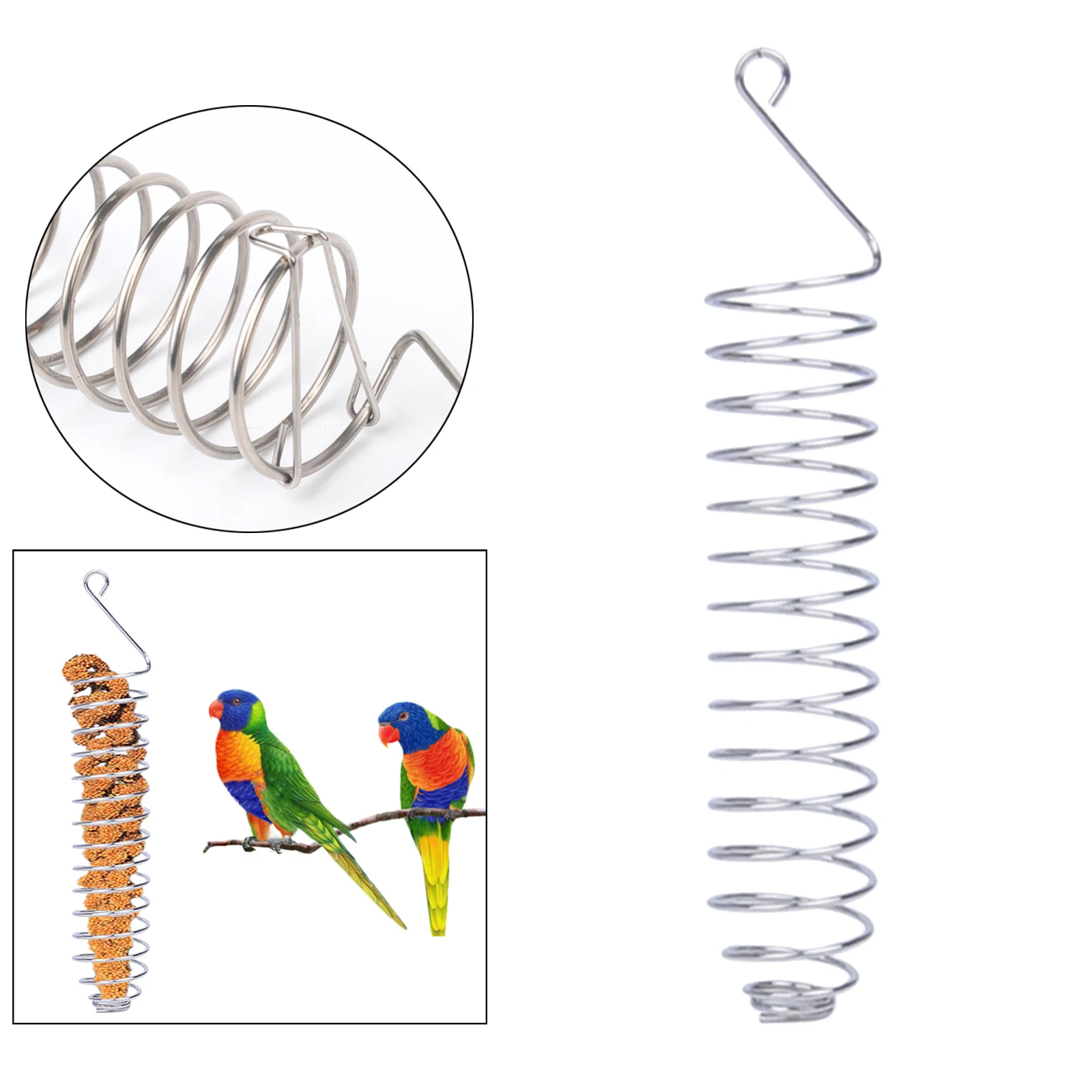 Mangeoire à oiseaux polyvalente en acier inoxydable, mangeoire à perroquets, fournitures d'alimentation pour animaux de compagnie