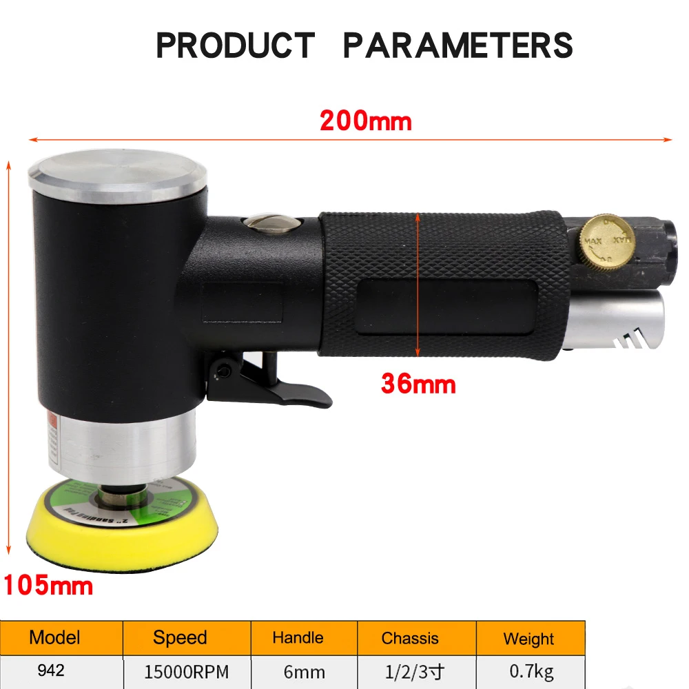 Mini Pneumatic Angle Sander Grinding Mach Polishing Machine 1/2/3 inch Air Sanding Angle Tools for Car Polisher