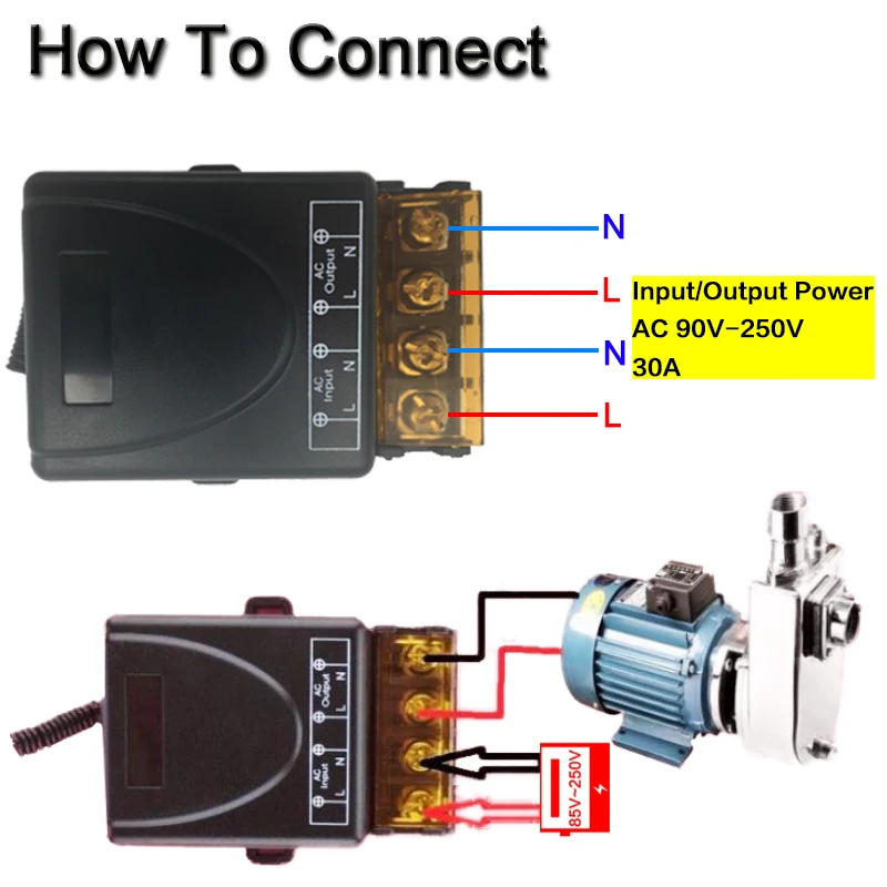 433Mhz Universal Wireless Remote Control Smart Switch AC 220V 30A HighPower 1CHReceiver Module RF Transmitter LightPump Factory
