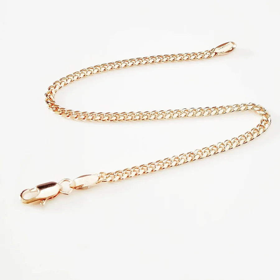 Trendy Fashion Bracelet Rose Gold Color Women Jewelry 3 MM Wide 17 CM Long Hand Bracelet For Lady