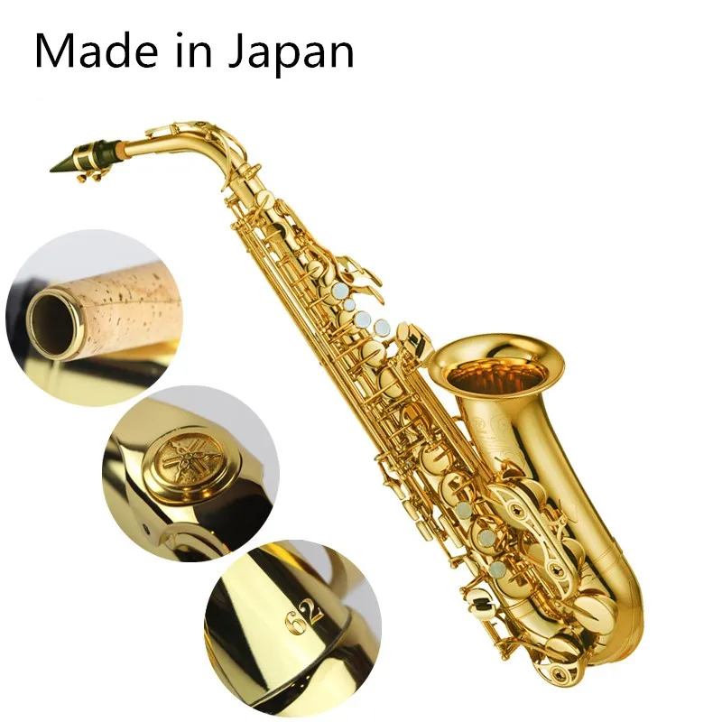 Made in Japan 62 Professional Alto Drop E Saxophone Gold Alto Saxophone with Band Mouth Piece Reed Aglet More Package mail