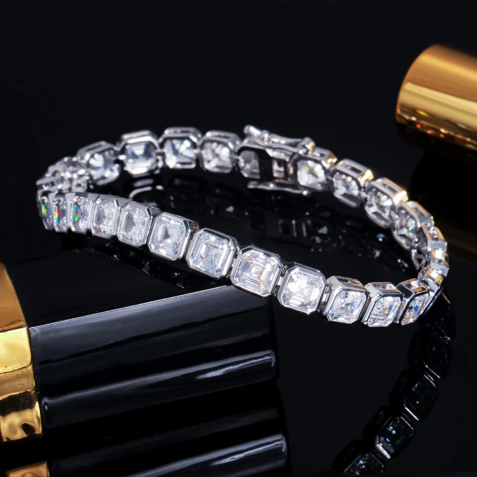 CWWZircons Square Cubic Zirconia Tennis Bracelet for Women