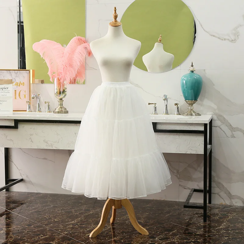 80ซม.Puffy ยาว Organza กระโปรงฮาโลวีนผู้หญิง Crinoline Petticoat Vintage สำหรับงานแต่งงาน Cosplay กระโปรง Rockabilly Tutu