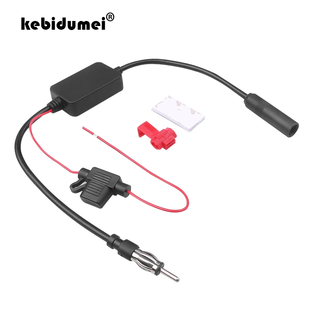 kebidumei Car FM Radio Antenna Signal Amp Amplifier Booster Universal 12V Auto 88-108MHz For Marine Car Vehicle FM Amplifier