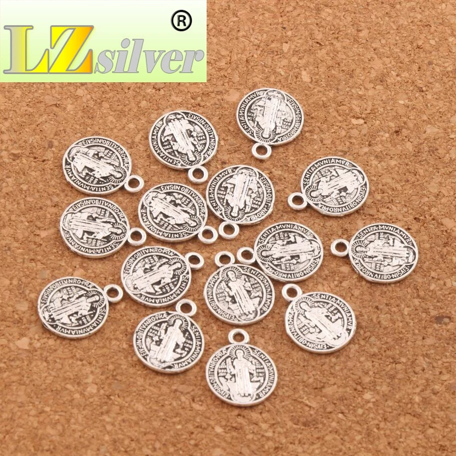 400pcs 14.7x11.7mm Zinc Alloy Saint Benedict Medal Cross Smqlivb Spacer Beads Pendants Jewelry DIY L1691