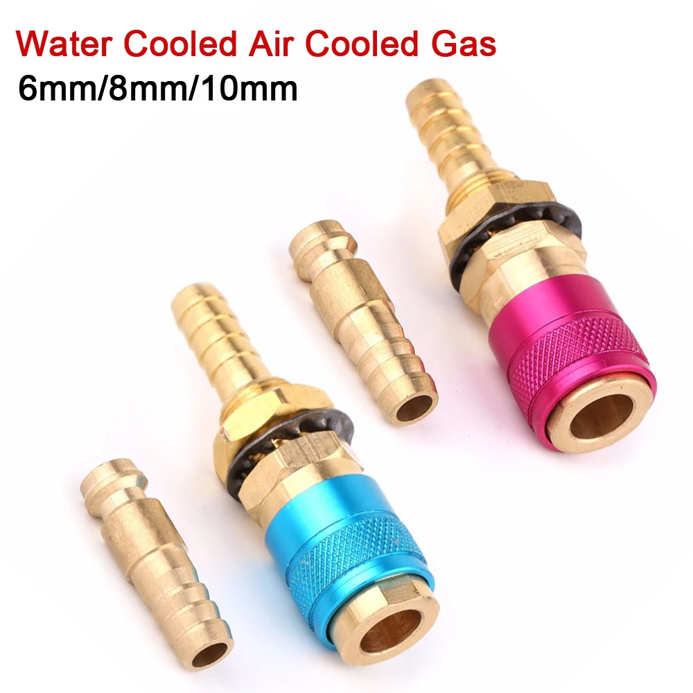 6mm 8mm 10mm Water Cooled Air Cooled Gas Water Adapter Quick Connector Fitting For MIG TIG Welding Torch Plug