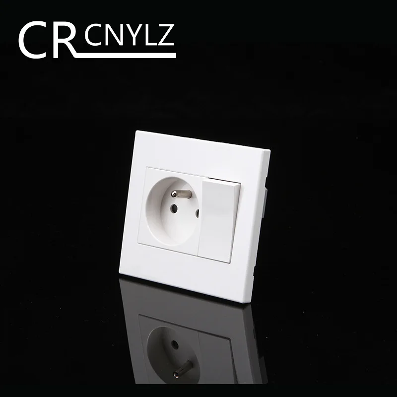 Französischer Standard-Haushaltssteckdosenadapter mit 1-fach 1-Wege-Schalter, 86 * 92mm flammhemmendes Panel, 250V 16A – Detail 2