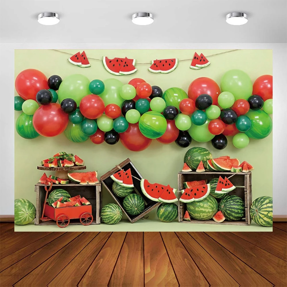 Summer Fruit Watermelon Photography Backdrops Baby Shower Birthday Party Banner Dessert Table Balloon Backgrounds Photo Studio
