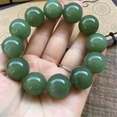 

Zheru Jewelry Natural Hetian Jade Dark Green Round Bead Bracelet Men's and Women's Jewelry Best Gift