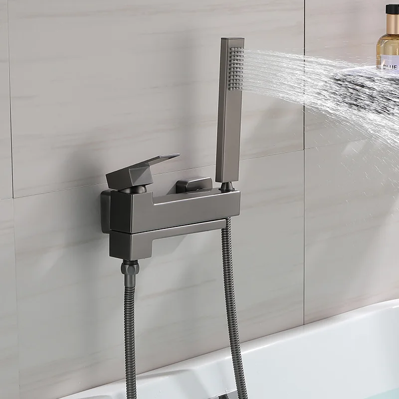 Bathroom Tub Faucet Single Handle wall mounted Tap with Hand Shower Triple Bathtub Faucet Hot and Cold Water Mixer Tap